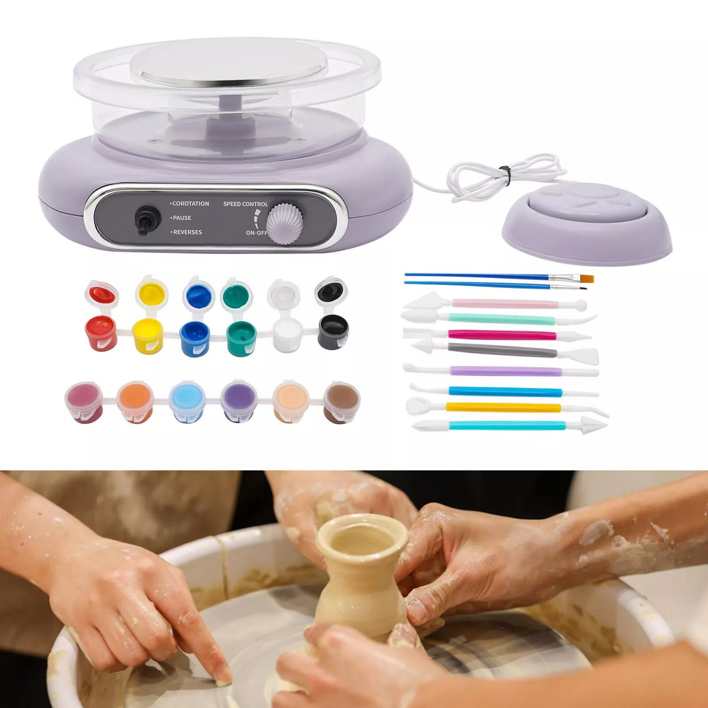 Electric Adjustable Speed Pottery Machine Mini Clay Kit