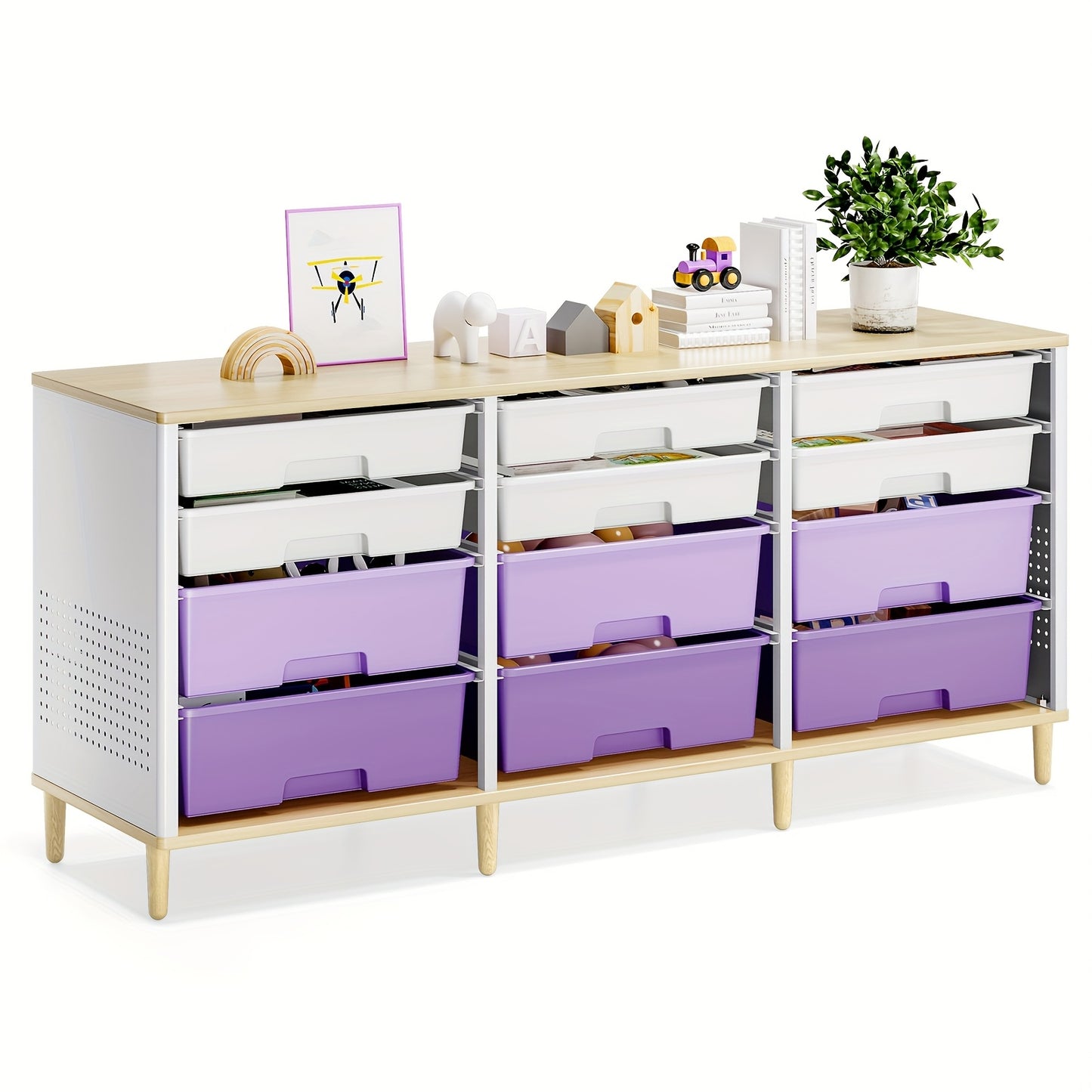 TOOLF 12-Drawer Storage Cabinet with Tabletop Organizer