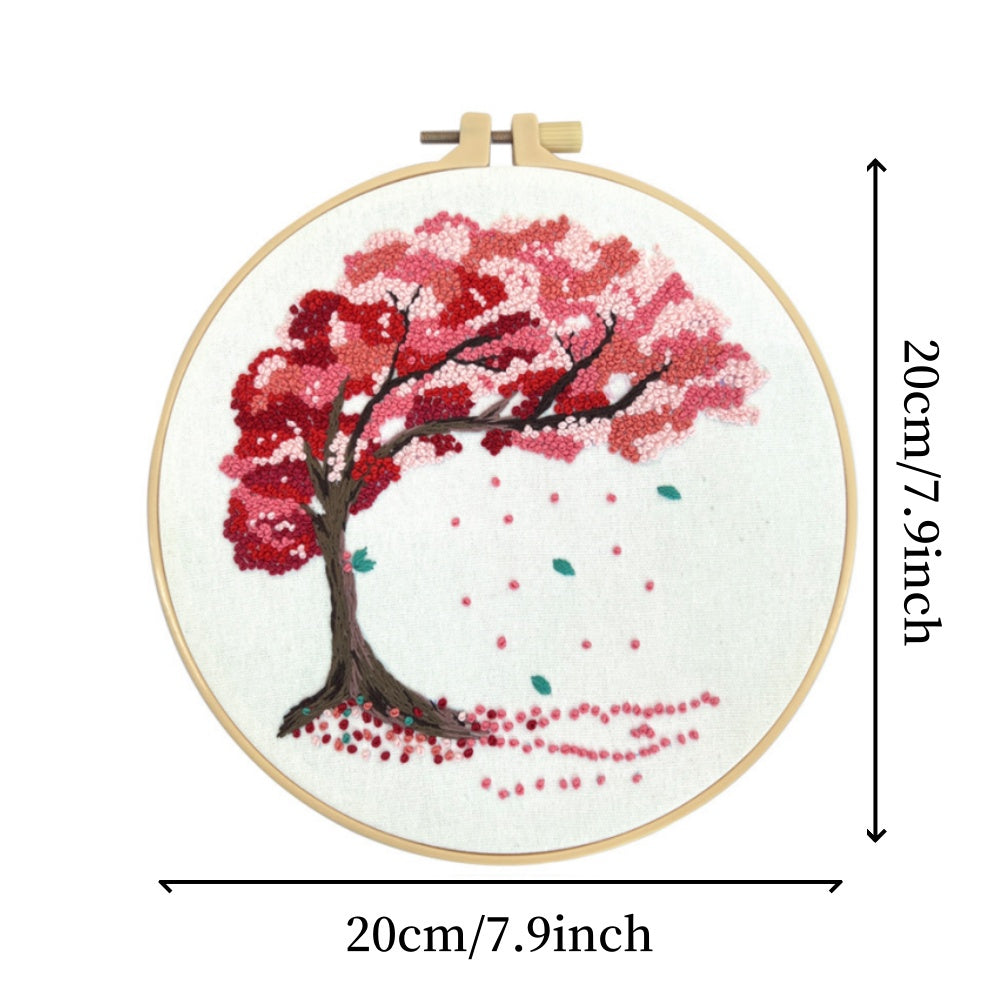 All Season Tree Cross Stitch Kit With Pre Printed Fabric