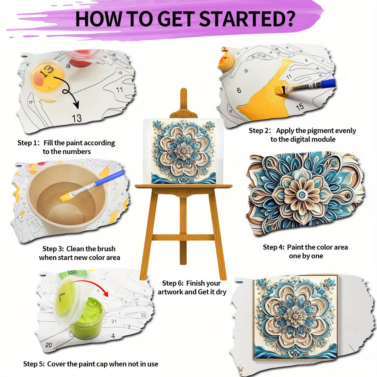 Paint By Numbers Kit For Adults 40x40cm Blue Flower