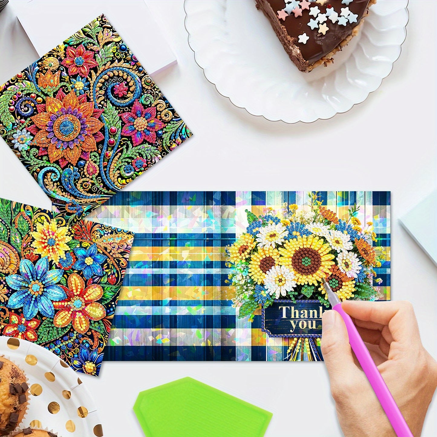 12Pcs DIY Diamond Art Greeting Card Set Floral Bloom