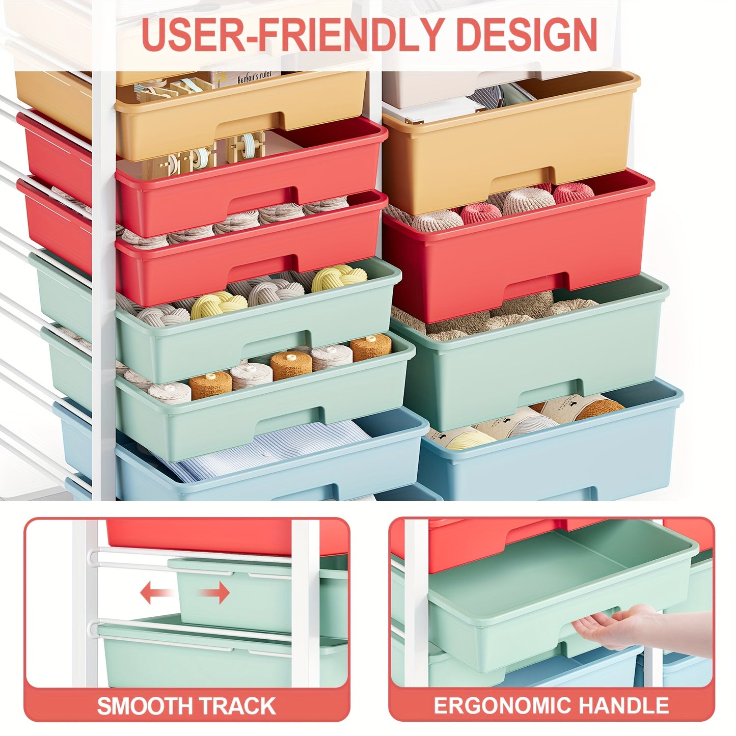 TOOLF Durable 14-Drawer Rolling Metal Storage Cart