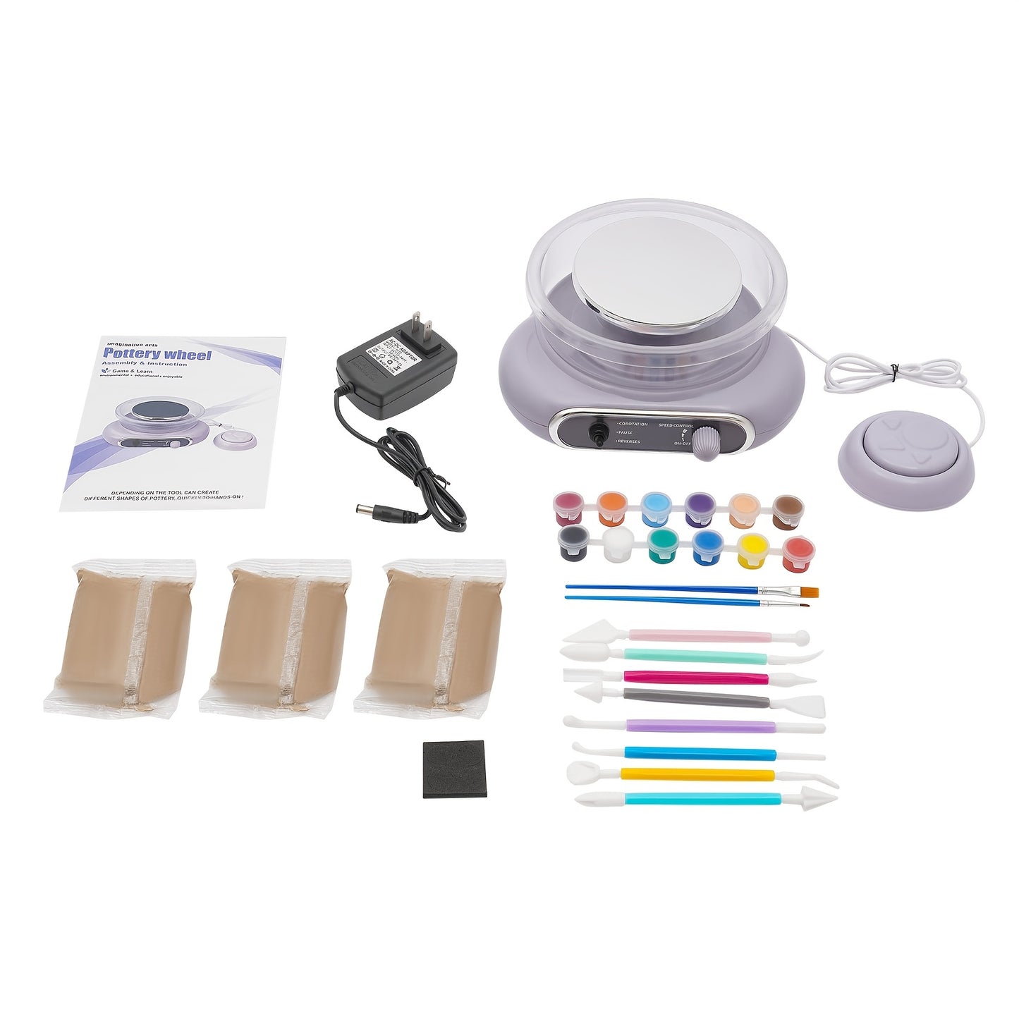 24W Mini Pottery Wheel Kit With Adjustable Speed And Tools