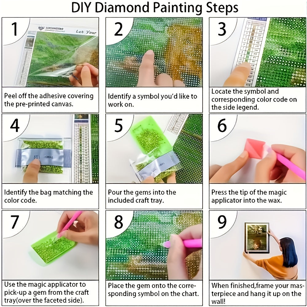 Highland Cow Diamond Painting Kit 4Pc Round Gems Wall Art
