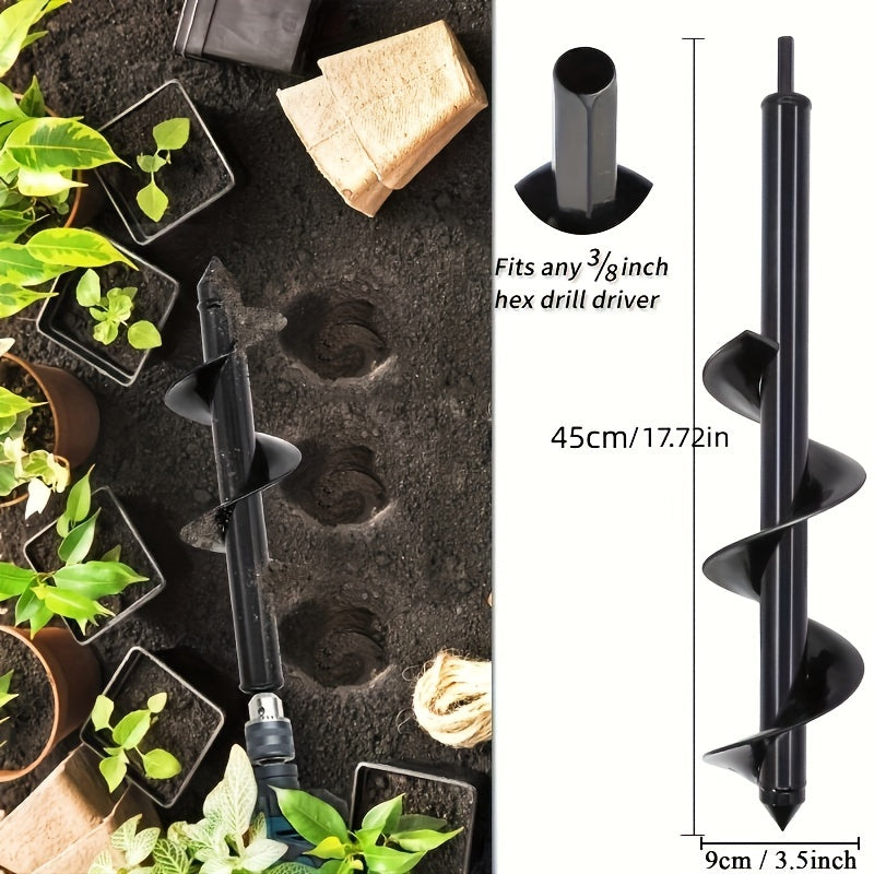 BODERI 2pcs Auger Drill Bit Garden Tool, 3/8 Hex Drive