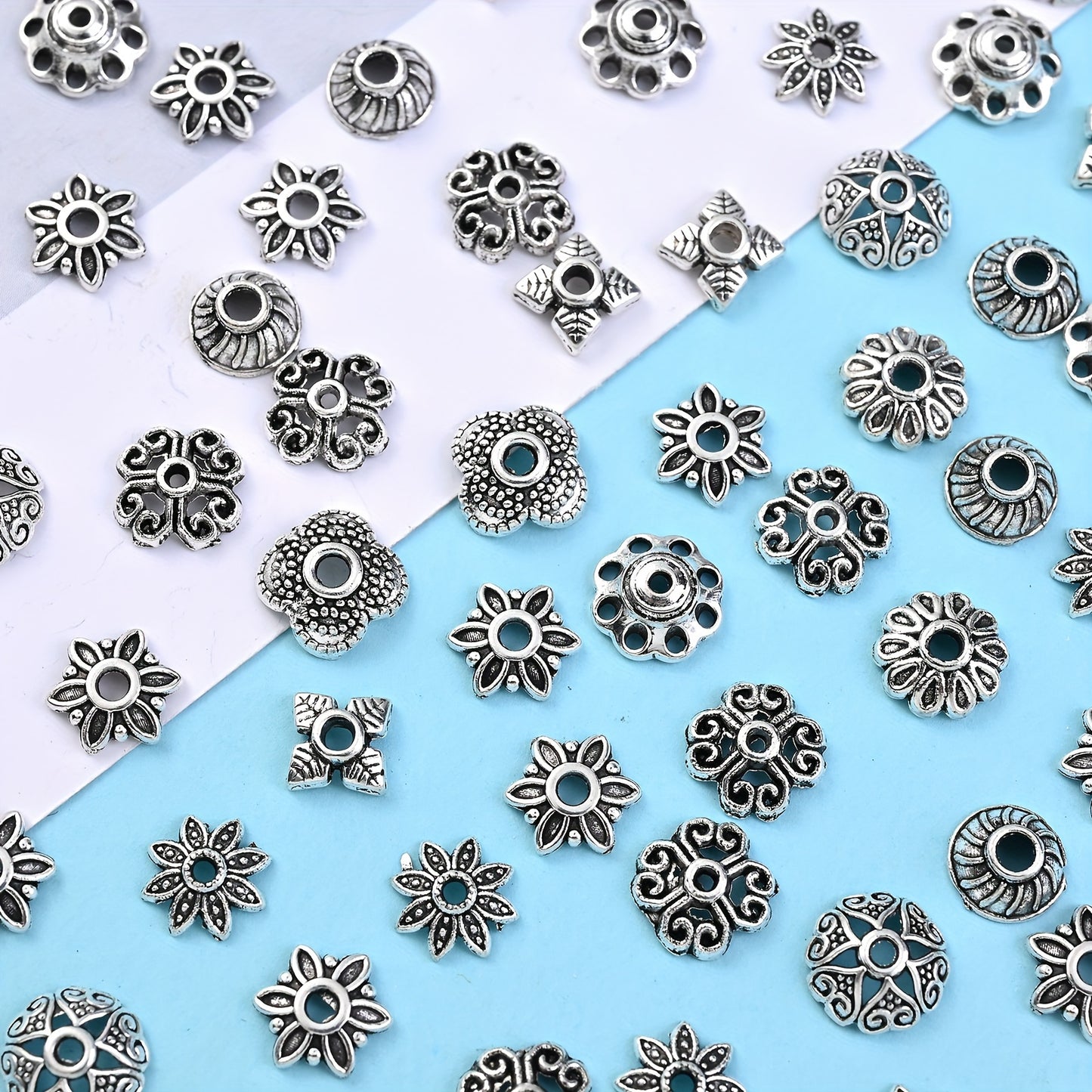 Mix Torus Flower End Caps Beads For Jewelry Making DIY