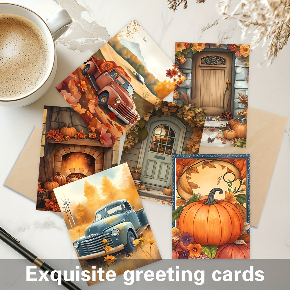 Autumn Thanksgiving Card Kit With Blank Cards And Envelopes