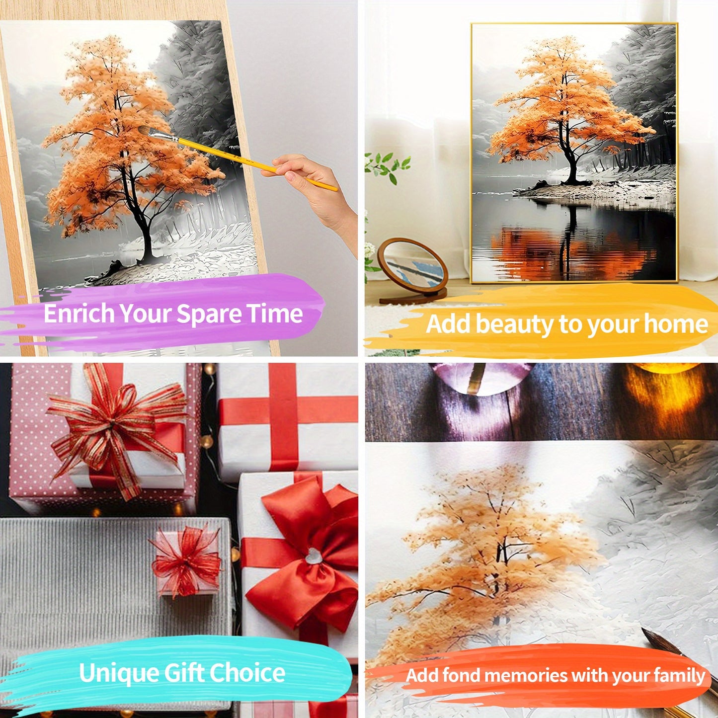 Tree Paint By Numbers Kit For Adults 16x20 Inch Acrylic Art