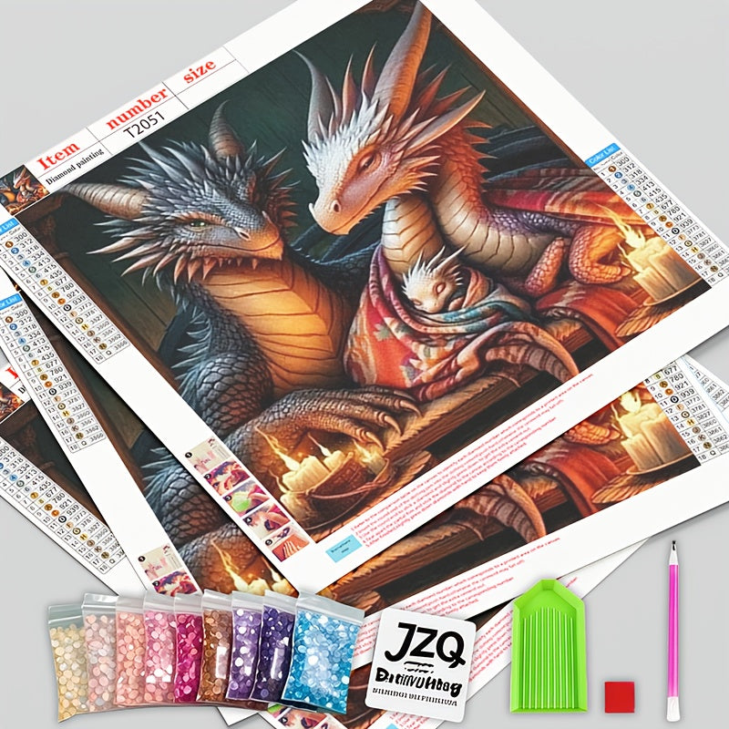 Diamond Art Painting Kit Dragon Family 5D Round Beginner