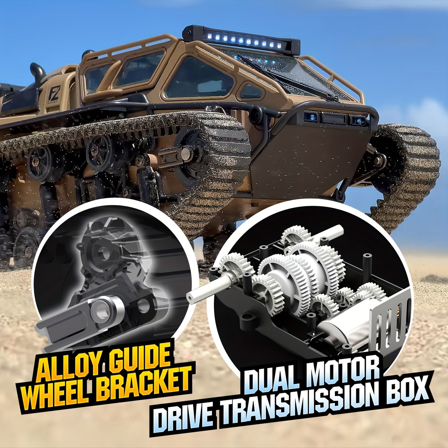 RC Tracked Tank Remote Control Offroad Car With LED Lights