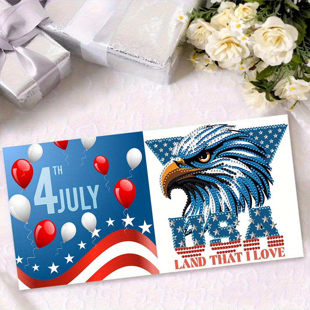 Diy Eagle Independence Day Diamond Painting Cards Kit