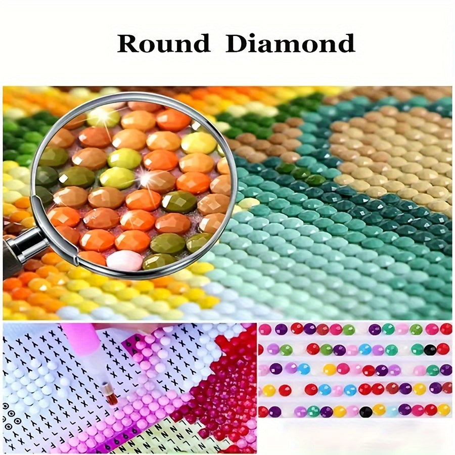 Patriotic Diamond Painting Kit Flag Tree Design Round