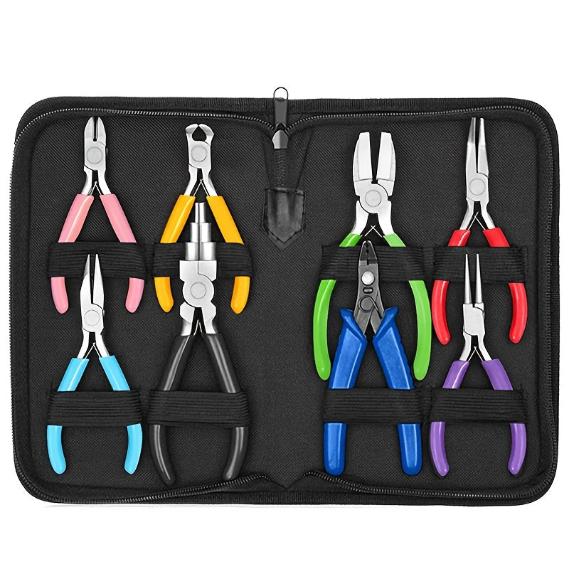 8Pcs Jewelry Pliers Set With Round Nose And Oblique Pliers