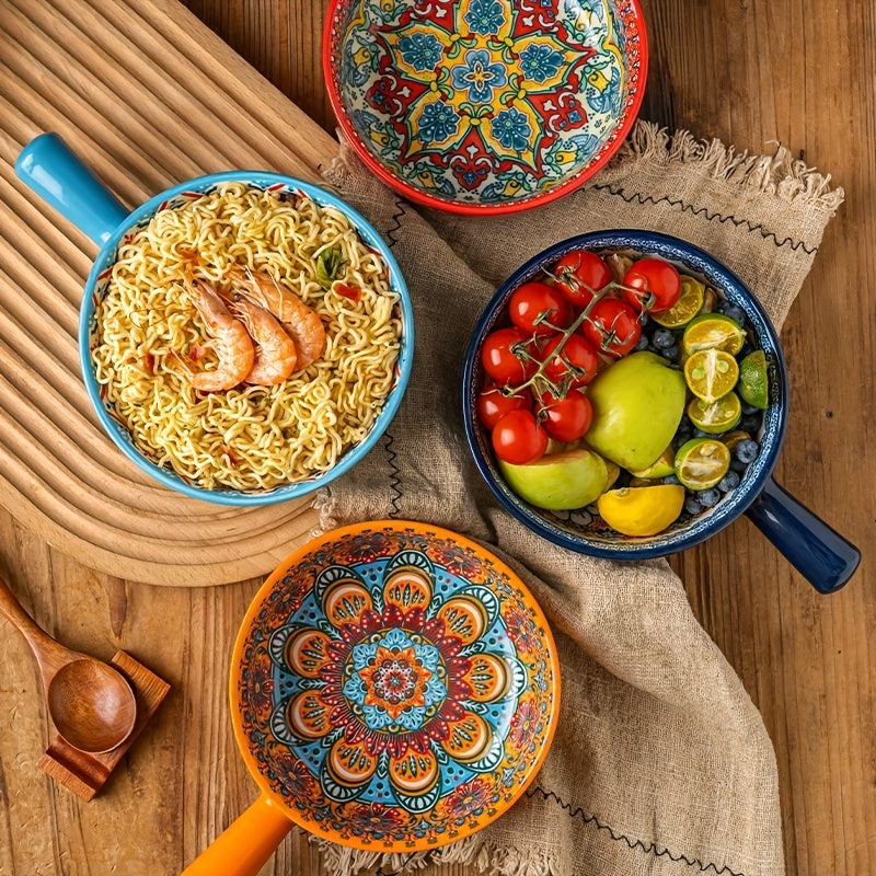 Zenora Bohemian Ceramic Bowls With Handle Heatproof Deep