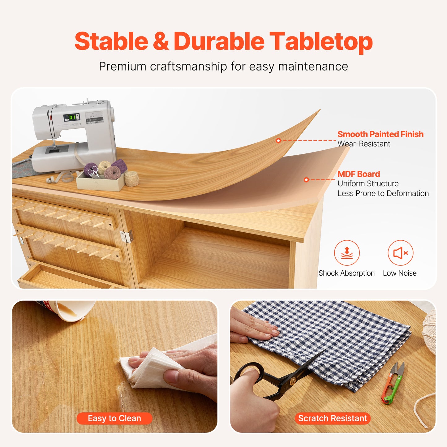 Vevor Folding Sewing Craft Table With Lockable Wheels