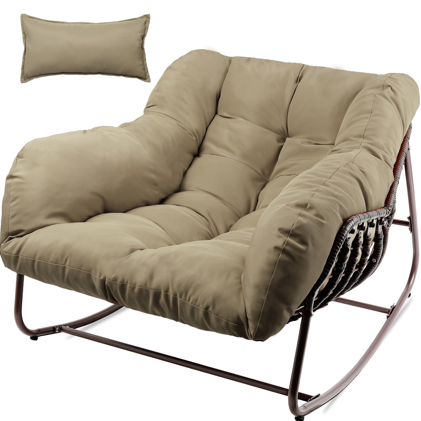 Oversized All Weather Wicker Papasan Rocking Chair Cushion