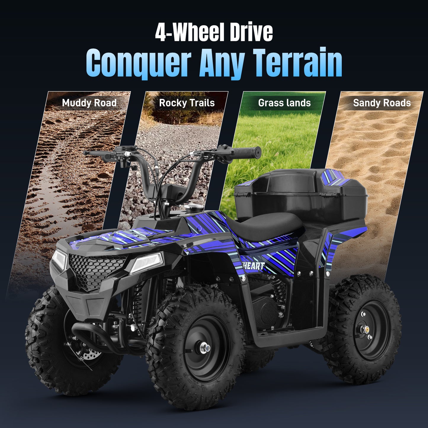 40CC 4-Stroke Kids Off-Road Quad Bike With Knobby Tires