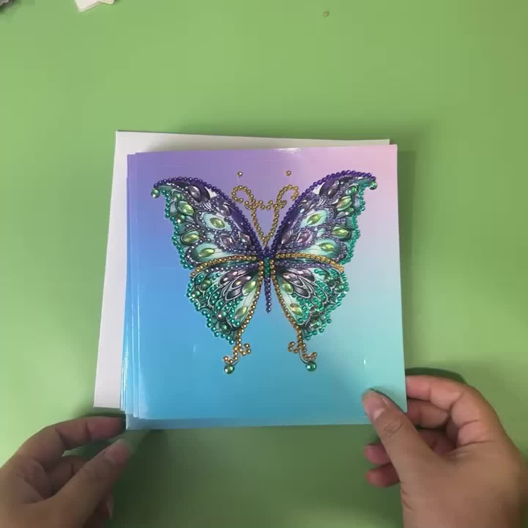 Butterfly Diamond Painting Greeting Card Kit Six Pcs DIY