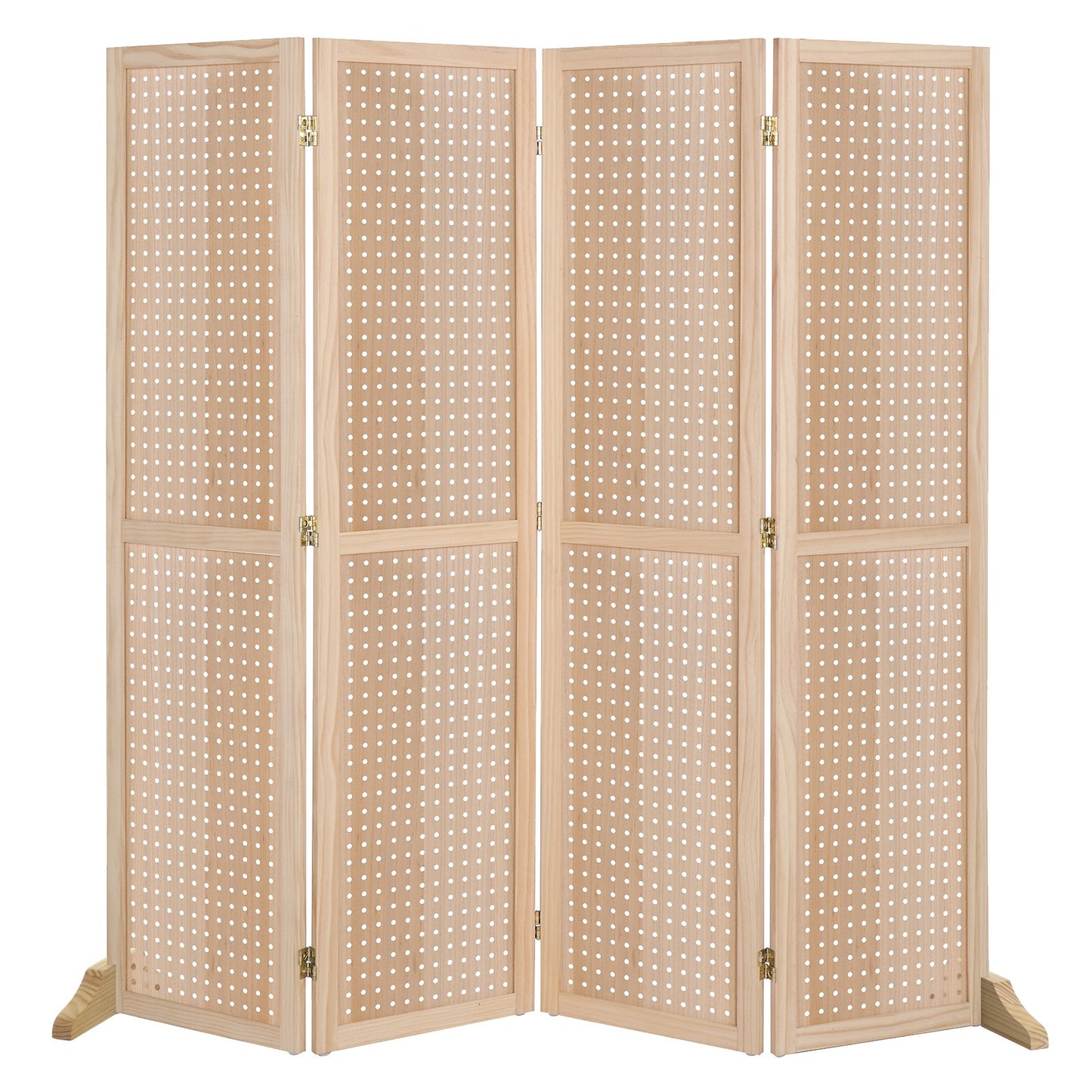 5 Ft Wood Freestanding Pegboard Room Divider Organizer