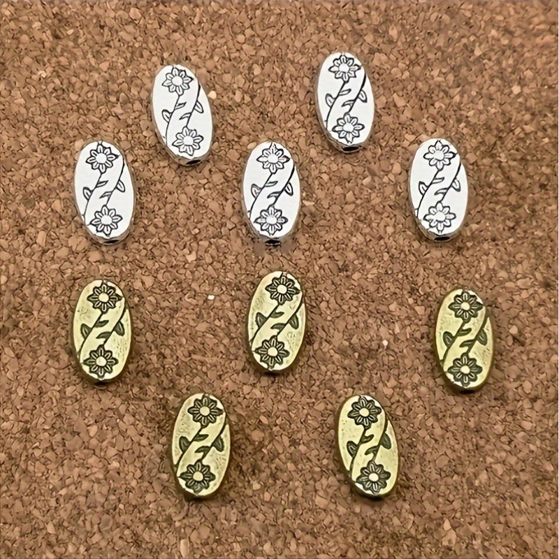 Antique Copper Flower Oval Spacer Beads 10x6x3mm Jewelry