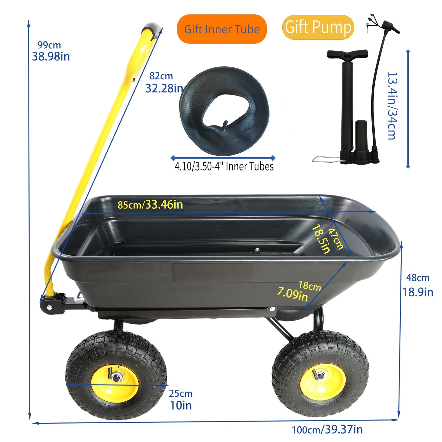 Heavy Duty Folding Wagon Cart 330 Lbs 180 Degree Swivel