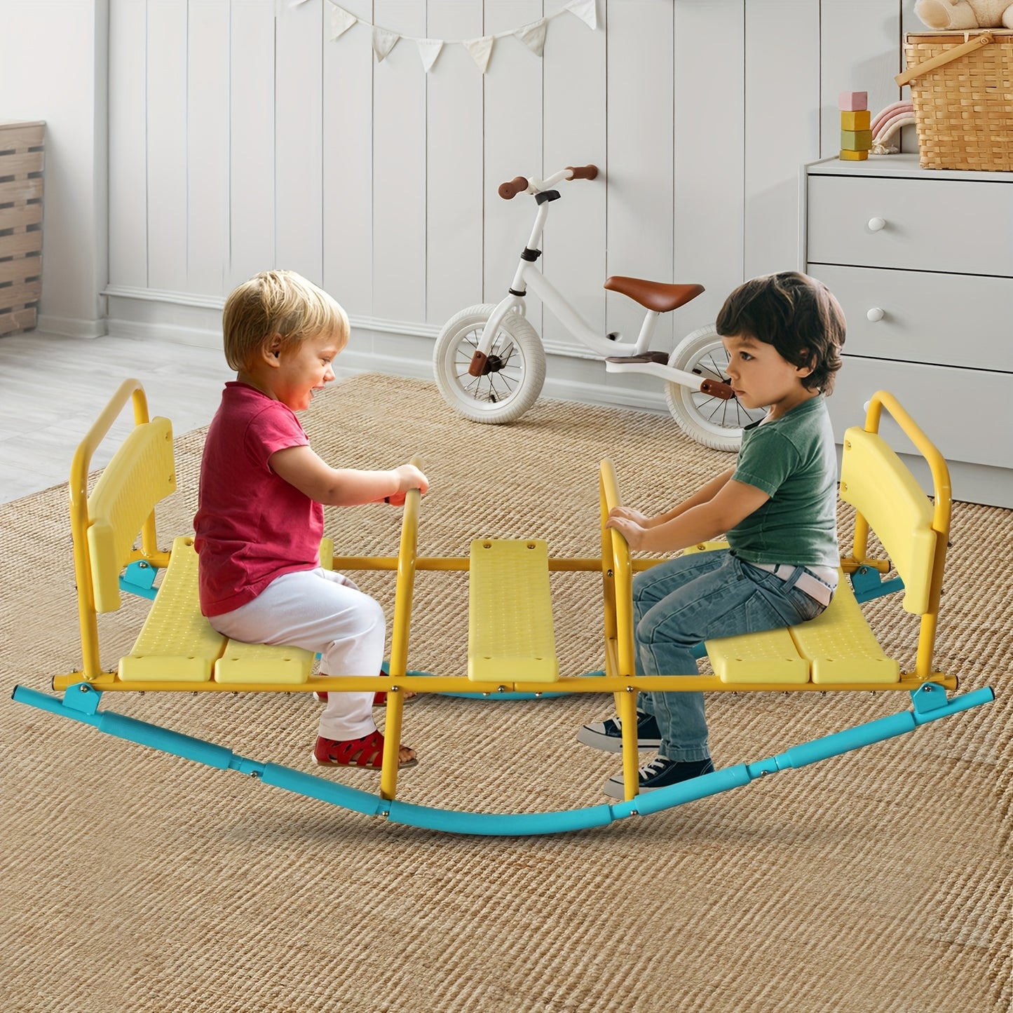 2-In-1 Metal Rocking Seesaw With 360 Rotation Backyard