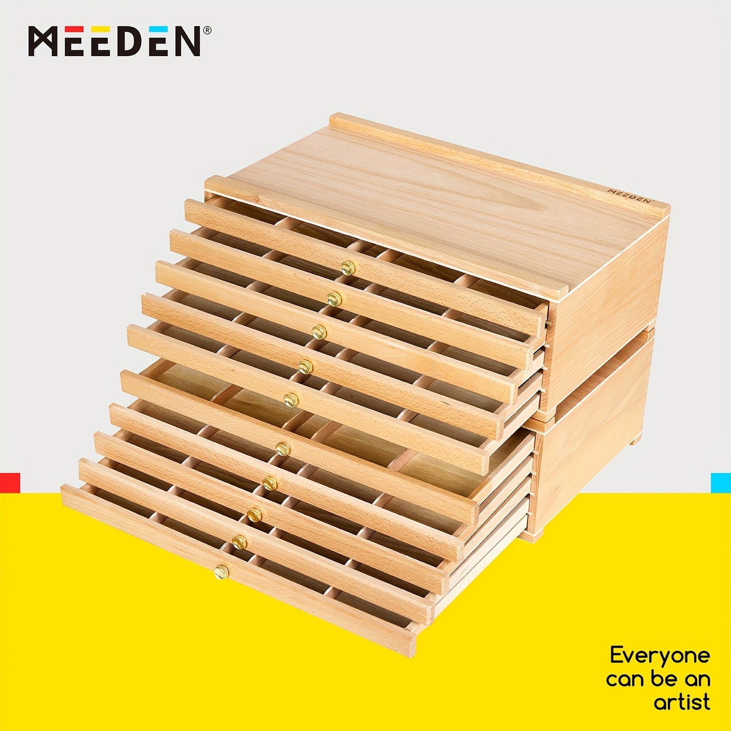 Meeden Wooden Artist Supply Box With Drawers For Tools