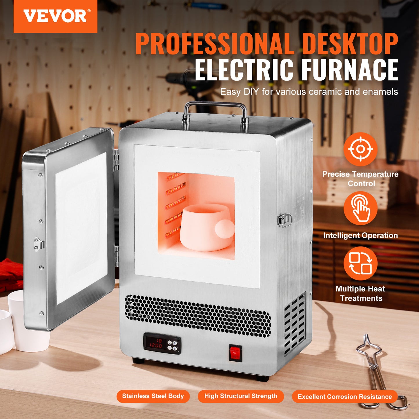 VEVOR Electric Kiln 1500W Desktop Wax Casting Kiln