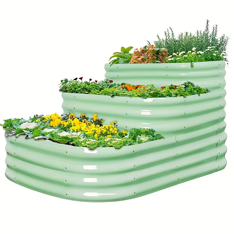 Three Tier Galvanized Steel Raised Garden Bed Kit Outdoor