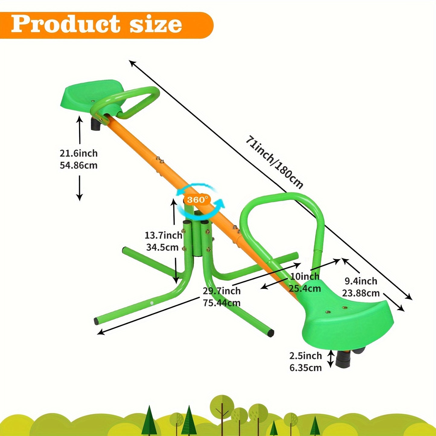 2-In-1 Metal Rocking Seesaw With 360 Rotation Backyard