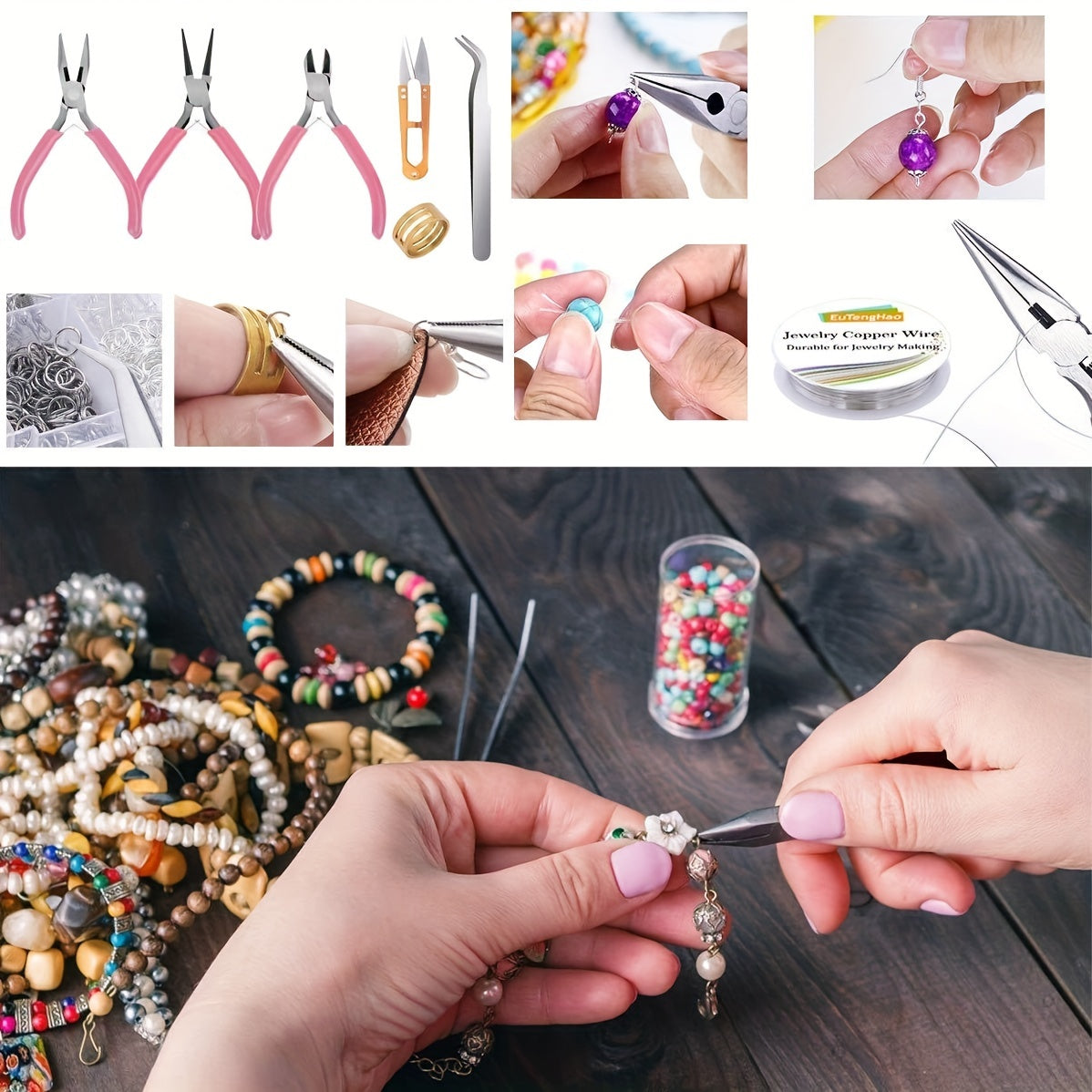 1171 Pcs DIY Jewelry Kit With Beads Charms And Tools
