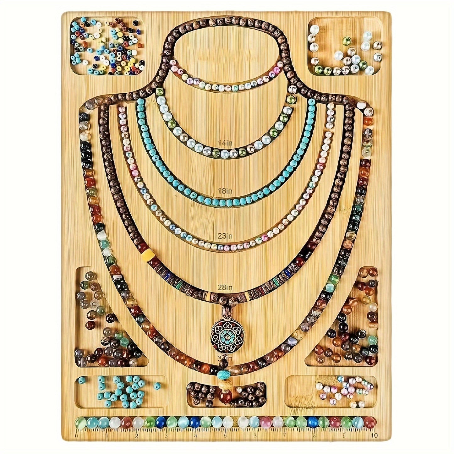 Natural Bamboo Jewelry Board Bead Organizer Tray DIY