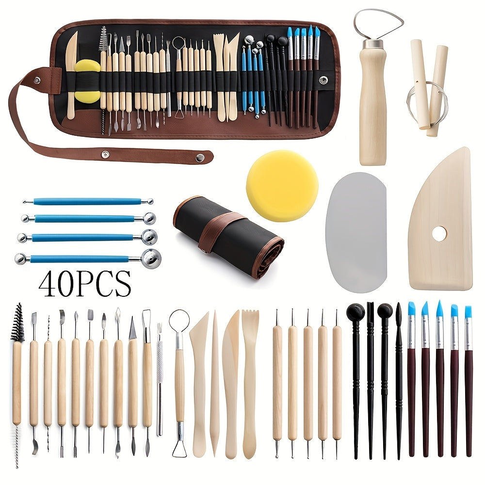 40 Piece Ceramic Tool Kit For Wood Carving And Pottery Art
