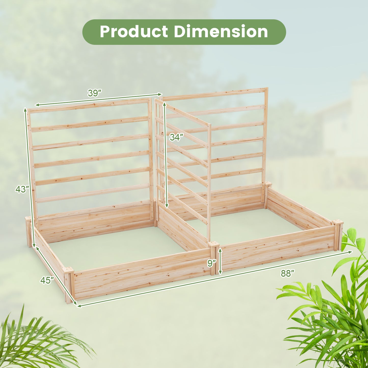 Costway Garden Bed With Two Planter Boxes And Trellis