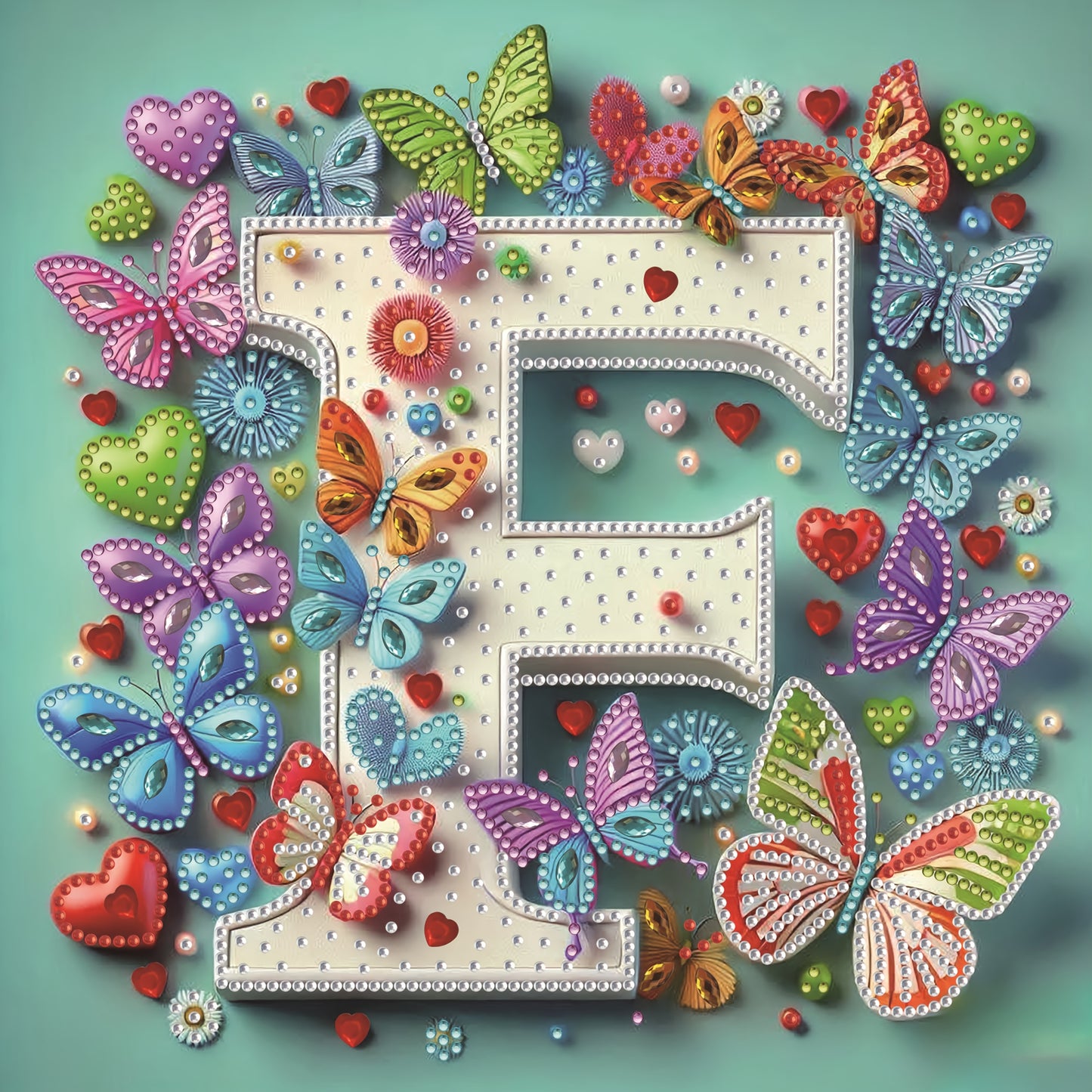 DIY Alphabet Diamond Painting Kit with Butterfly Designs