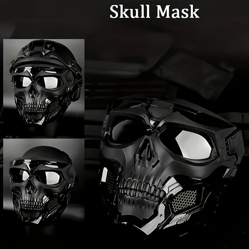 Adjustable Black Skull Mask Helmet Set for Cosplay Halloween