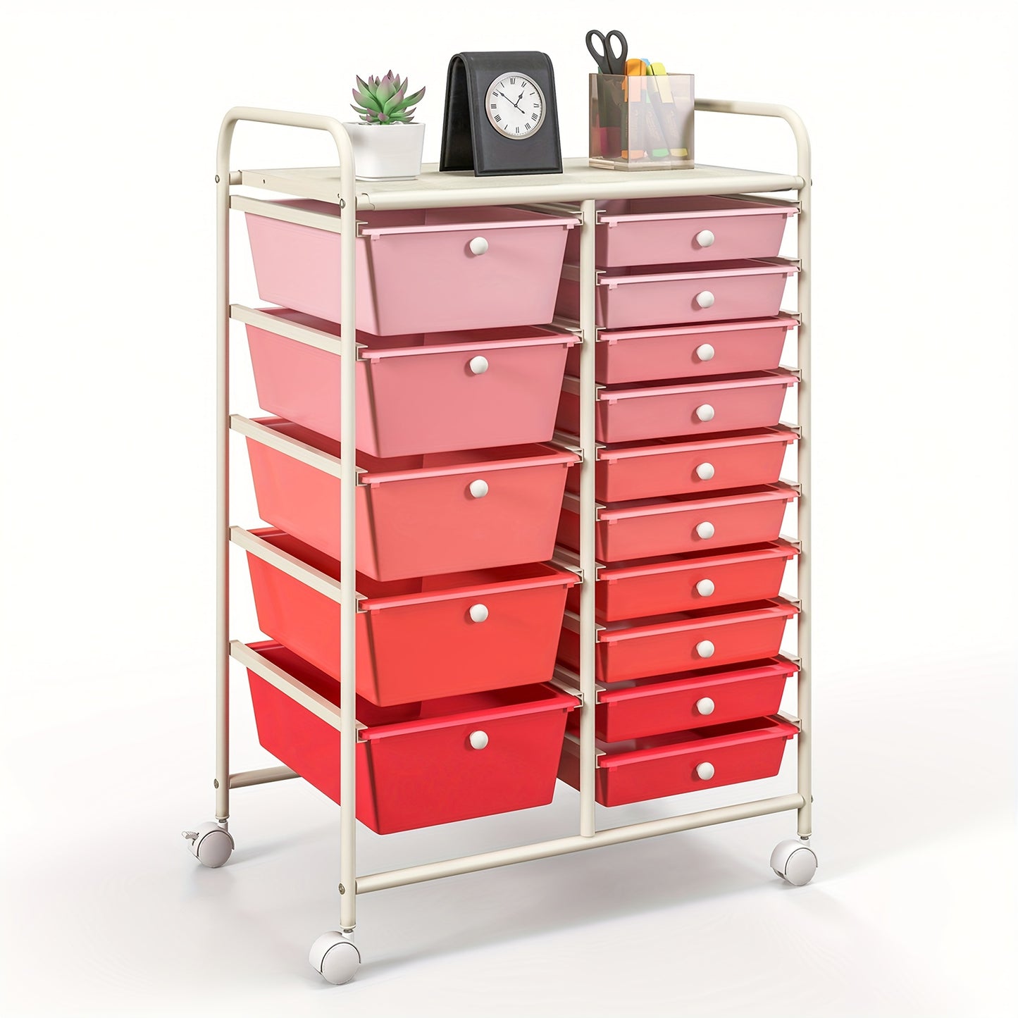 Costway 15-Drawer Rolling Storage Cart for Office and School