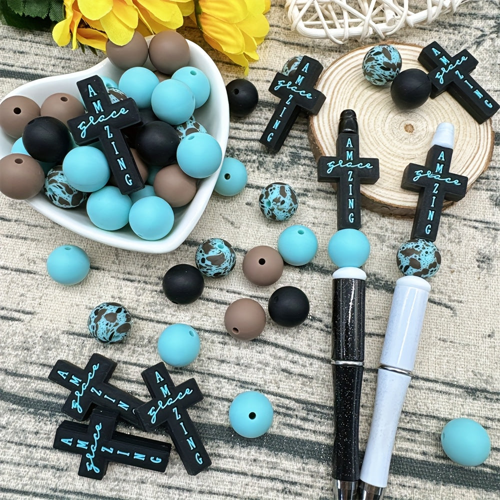 Vibrant Cross Beads Set For Diy Jewelry And Crafts Projects