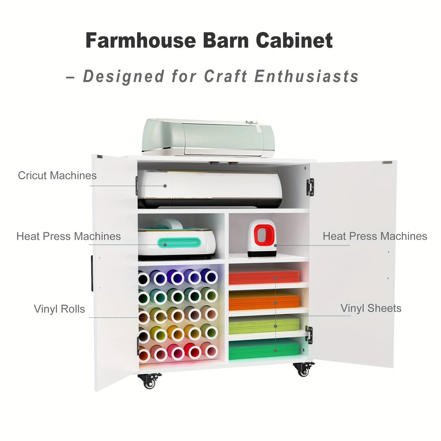 Modern Farmhouse Craft Cart With 25 Vinyl Holders