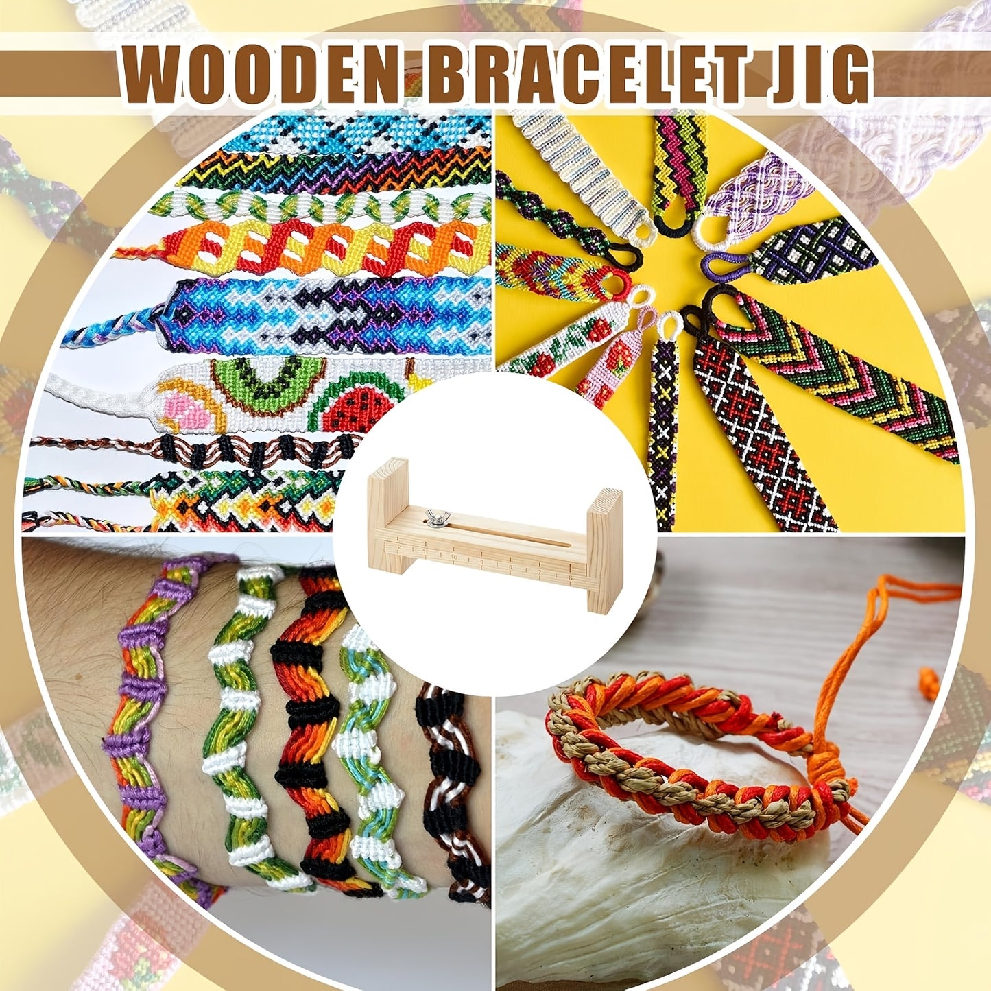 Thirteen Piece Wooden Bracelet Jig Kit Adjustable Scale