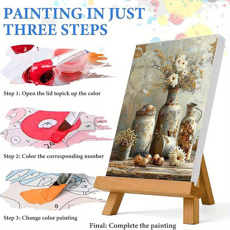Adult Paint By Number Kit Rustic Floral Canvas Set Deluxe