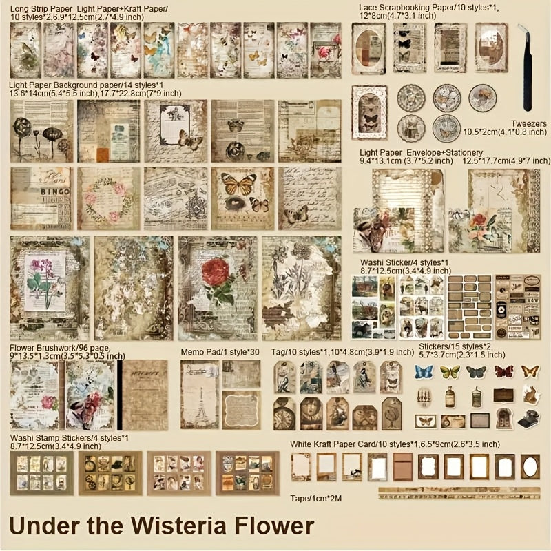 Garden Time Series Diary Gift Box Set With A6 Notebook Stickers Collage Paper Tape Tweezers For Scrapbooking DIY Crafts