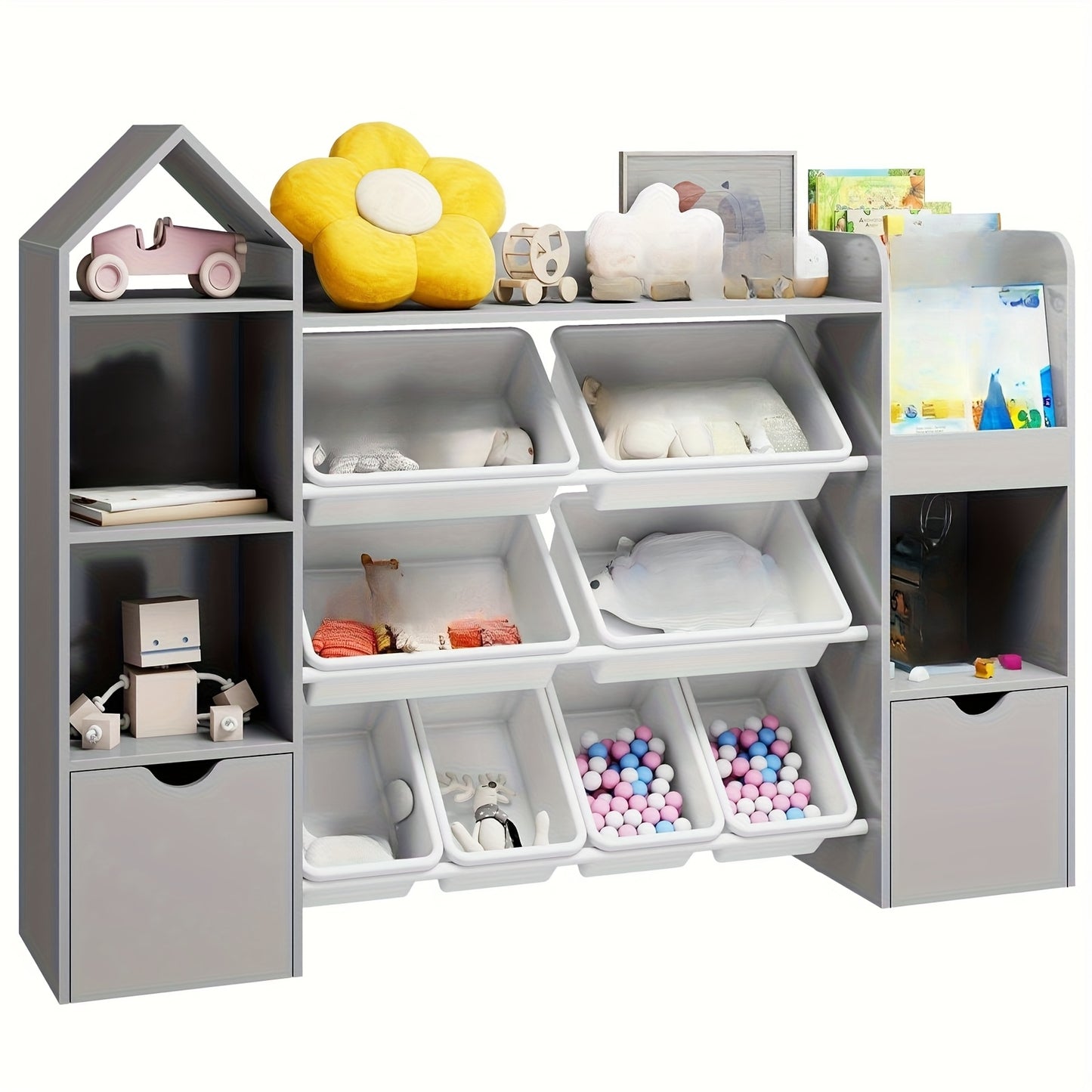 Versatile White 8-Bin 4-Tier Organizer with Wheels