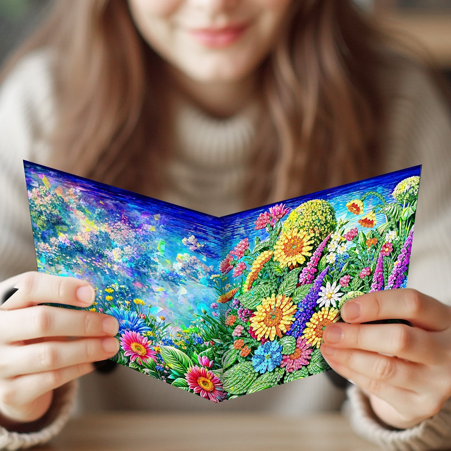 12Pcs DIY Diamond Art Greeting Card Set Floral Bloom
