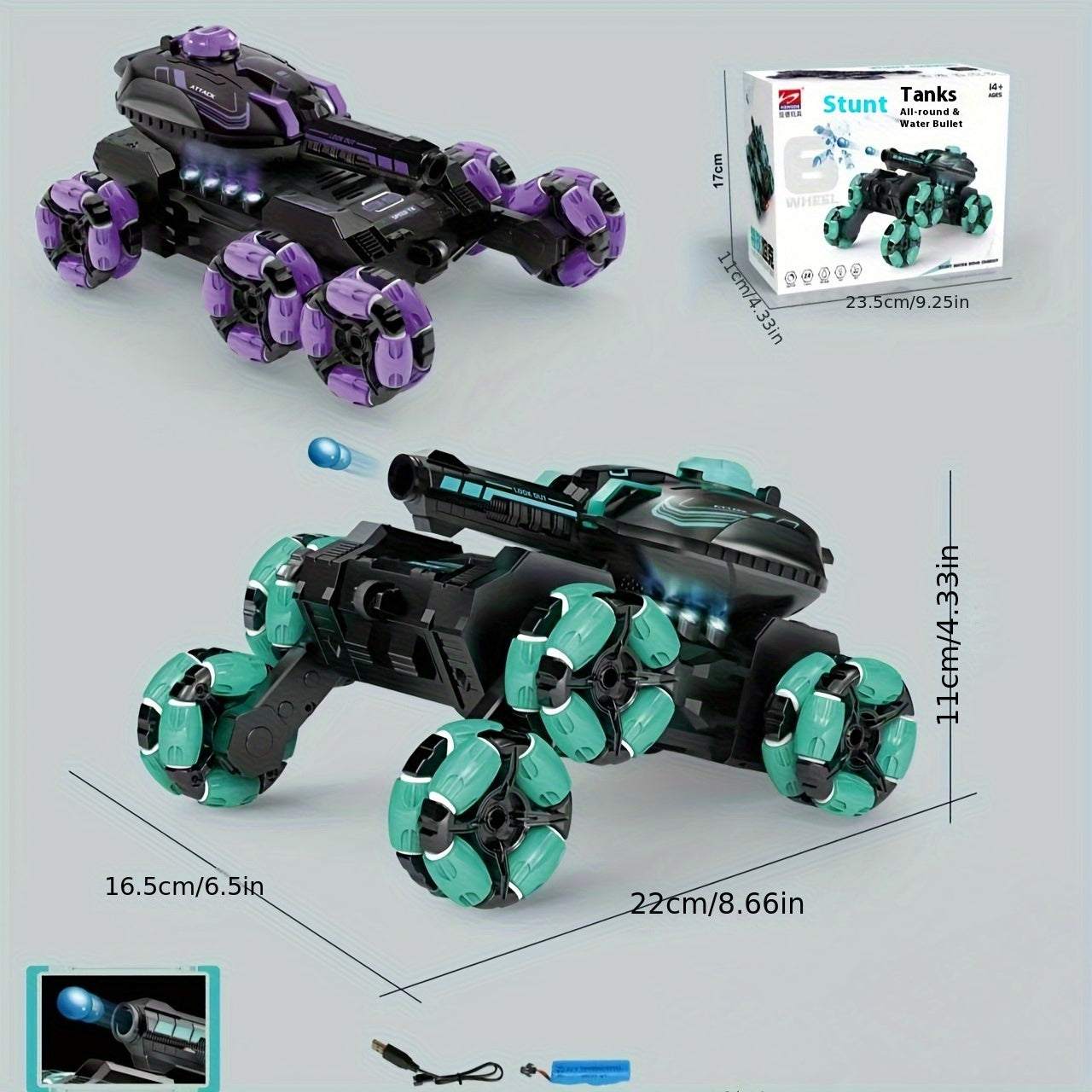 Upgraded 6 Wheel Drive Acrobatic Tank Toy for Kids