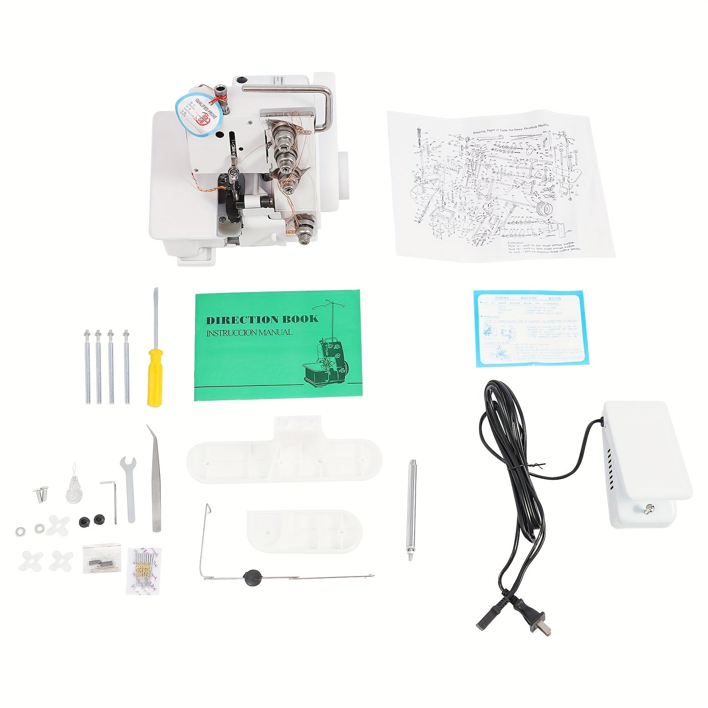 White 100W Electric Sewing Machine With Foot Controller