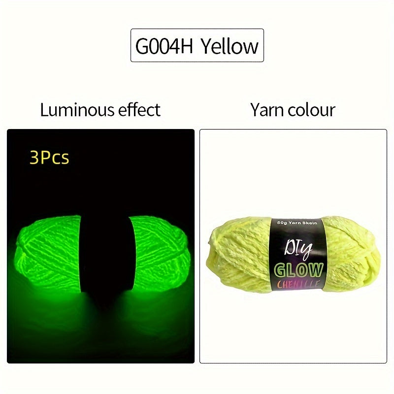 Glow In The Dark Chenille Yarn Set Neon Colors For Crafts