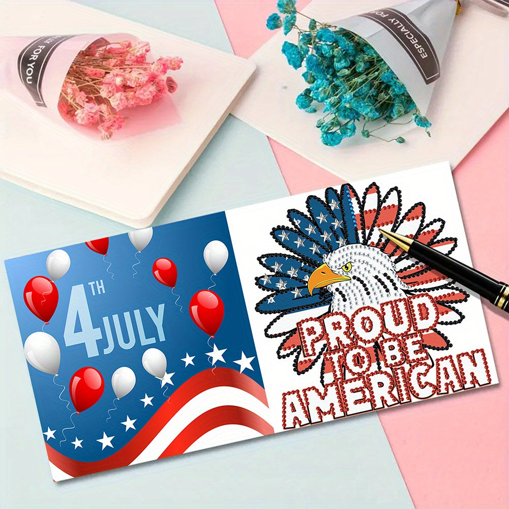 Diy Eagle Independence Day Diamond Painting Cards Kit