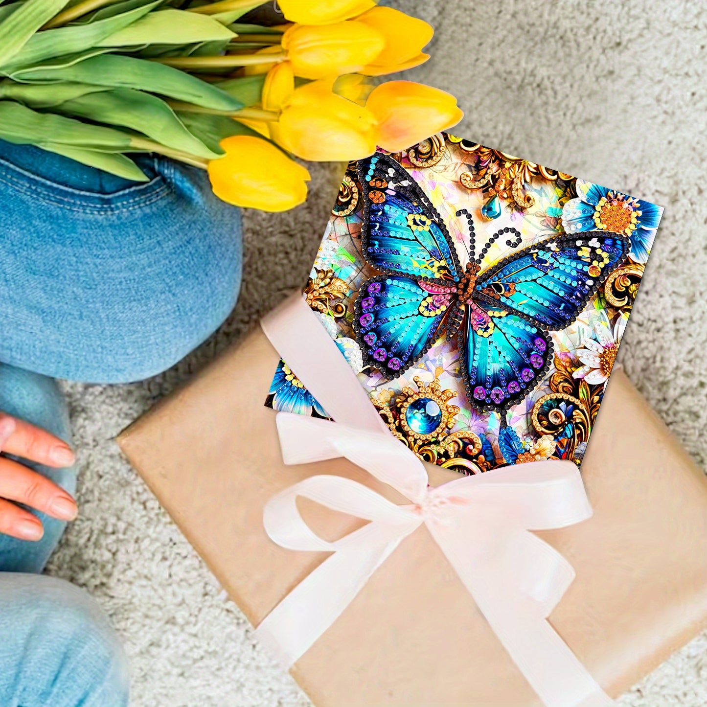 12Pcs DIY Diamond Art Greeting Card Set Floral Bloom