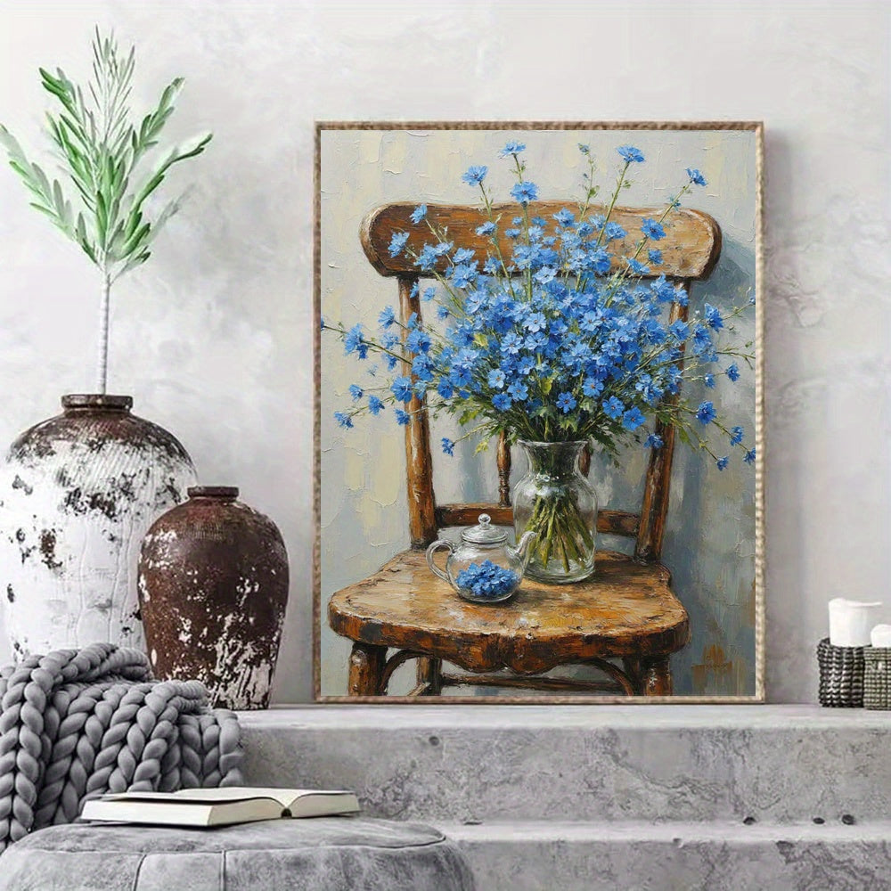 Blue Floral Still Life Paint By Numbers Kit With Vase